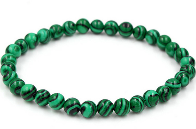 말라카이트 불교 커플 팔찌 6MM, 1개, 그린