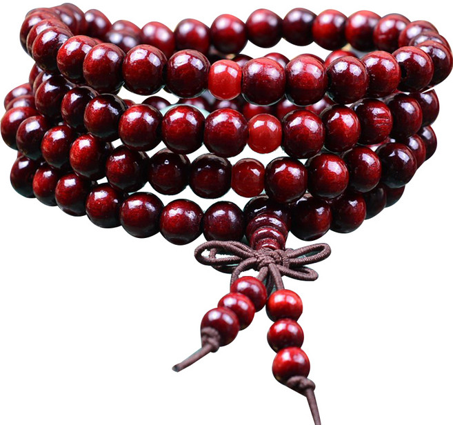 연꽃나무 불교 악세서리 염주 팔찌 목걸이, 6mm108 레드 리본, 1개