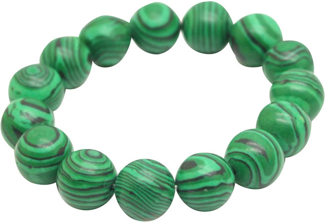 孔雀石佛教情侶手鍊 14MM, 1個, 綠色