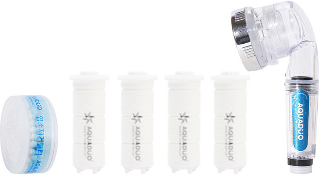 아쿠아듀오 주방 핸디 일반 싱크대 헤드 + 리필필터 4p + 염소제거 헤드 필터 2p 세트 SF-1000, 1개