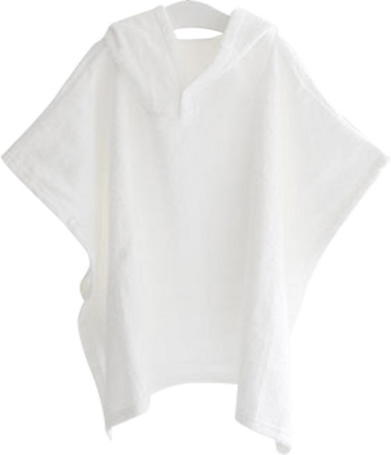 맘스네이처 유아용 밤부 후드 판초 목욕가운 M 3~6세, 화이트, 1개