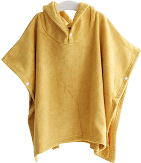 맘스네이처 유아용 밤부 후드 판초 목욕가운 M 3~6세, 머스타드, 1개