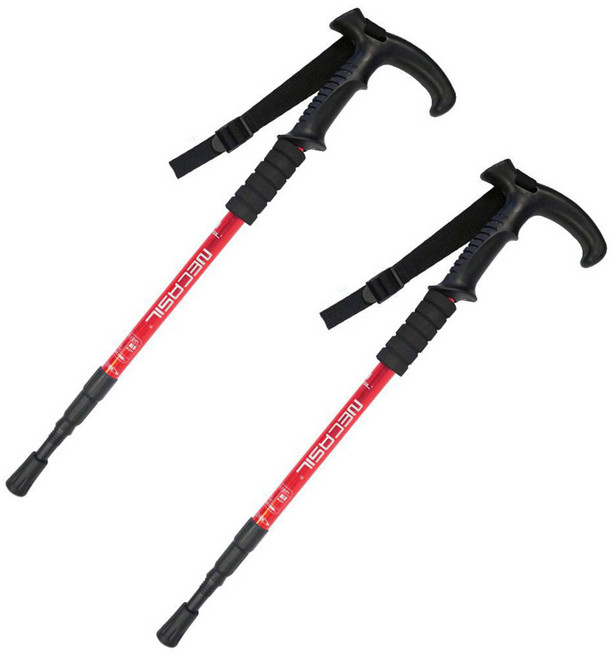 리치덕 등산스틱 초경량 트래킹 T형 2p, 레드