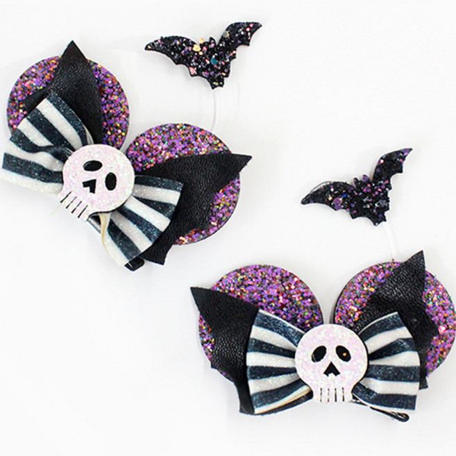 채니봉봉 여아용 할로윈 스컬앤펌킨 집게핀 2P