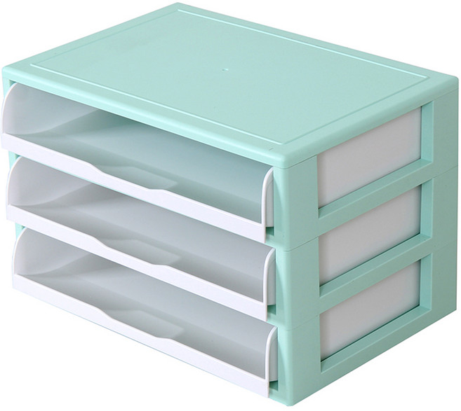 하라코리아 와이드 트레이 서랍 정리함, 민트 + 화이트, 3단