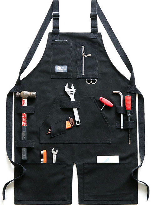 꼬까 고급 앞치마 목공 정원 공방용, 검은색