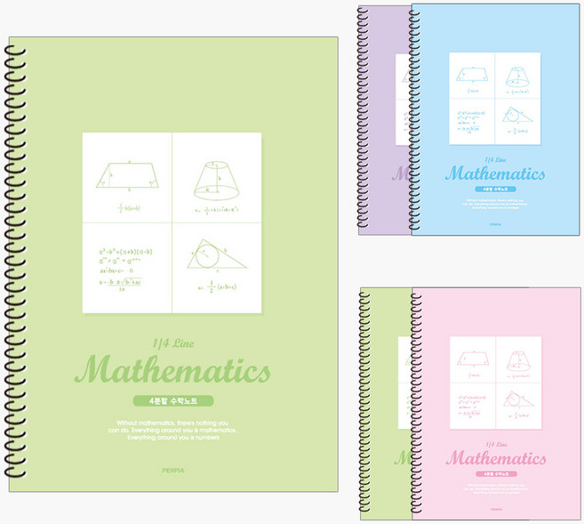 펜피아 3000 4분할 수학 스프링 노트, 랜덤발송, 5개
