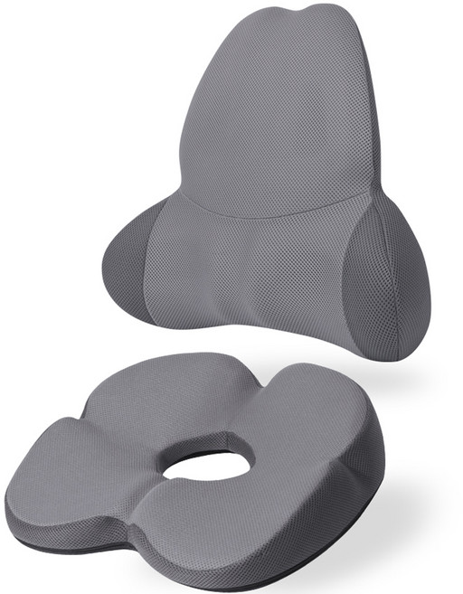 베네폼 바른자세 허리업 쿠션 + 힙업 방석 세트, 그레이