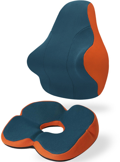 베네폼 바른자세 등받이 허리쿠션 허리소프트 + 힙업방석 세트, 오렌지