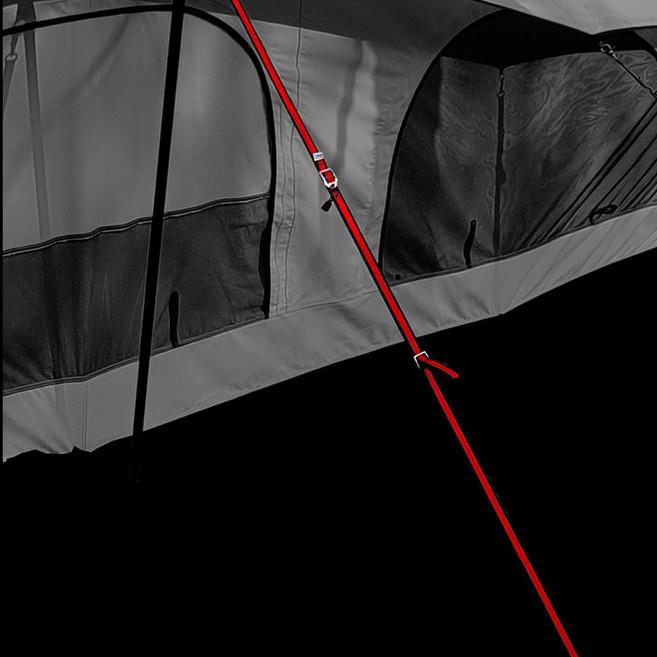휴캠핑 동계 장박 텐트 웨빙 스트링, 블랙 + 레드