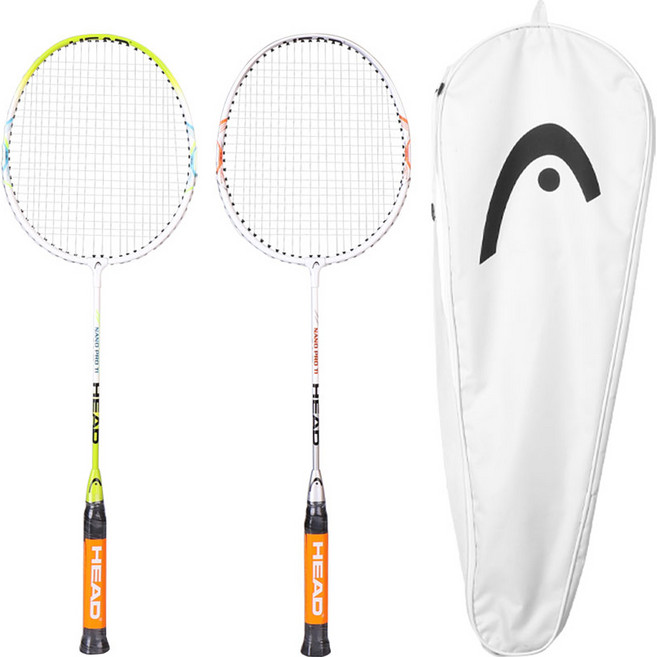 헤드 나노 프로 TI 배드민턴 라켓 화이트 실버 + 화이트 그린 세트, 1세트