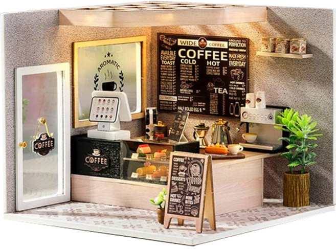 아디코 DIY 리틀 미니어처 하우스, 커피숍, 1개