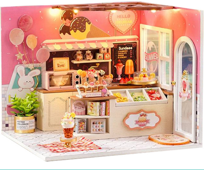 아디코 DIY 리틀 미니어처 하우스, 아이스크림숍, 1개