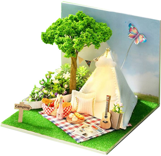 아디코 DIY 리틀 미니어처 하우스, 캠핑, 1개