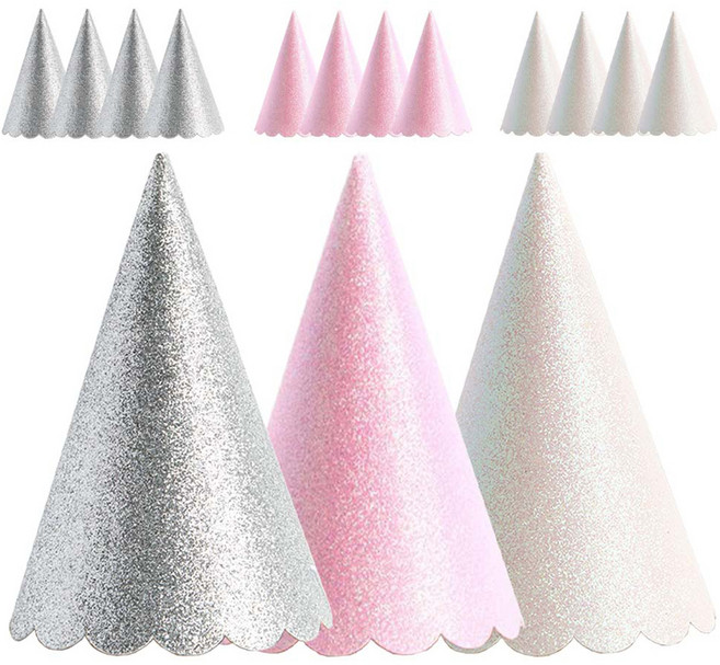 조이파티 글리터 파티고깔 3종 x 5p 세트, 실버, 펄핑크, 펄화이트, 1세트