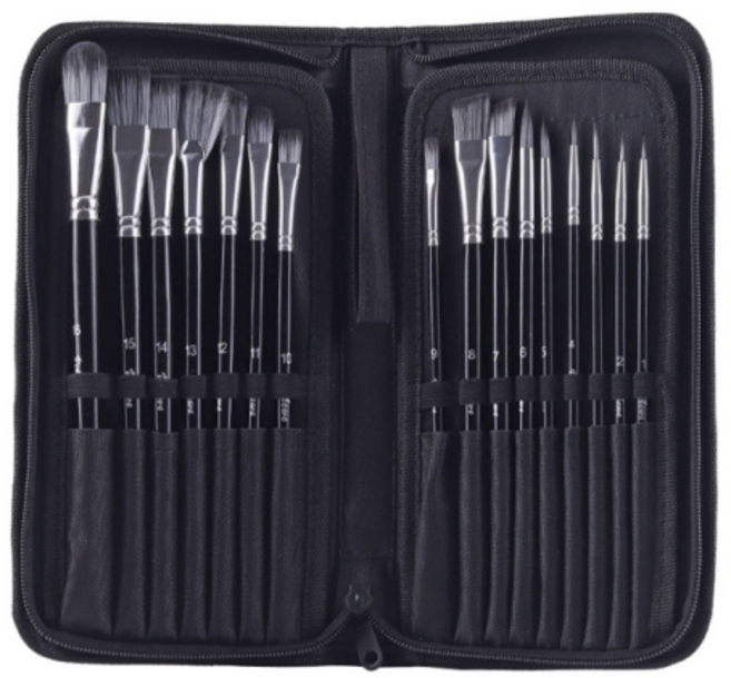 아베른 전문가용 아크릴 페인트 붓, 16종, 1세트