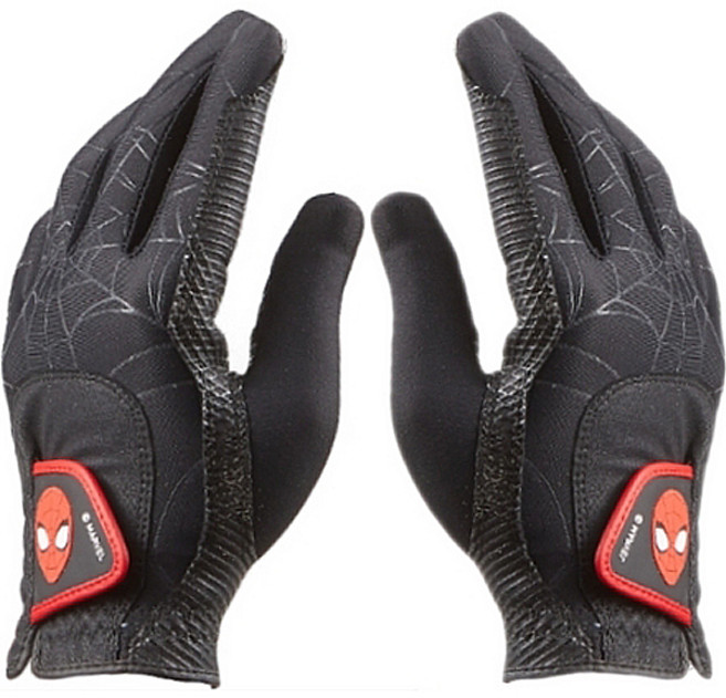 볼빅 여성용 마블 스파이더맨 라이크라 골프장갑 양손용, 블랙, 1세트