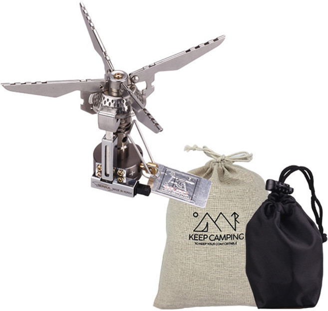 KEEP 캠핑 폴딩형 자동 점화 미니 로켓 버너 + 파우치 세트, 혼합색상, 1세트