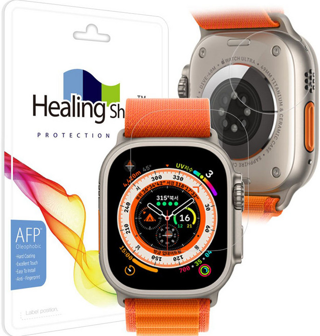 힐링쉴드 스마트워치 AFP 올레포빅 액정필름 2p + 커브드핏 프라임 고광택 심박센서 필름 2p 세트, 1세트