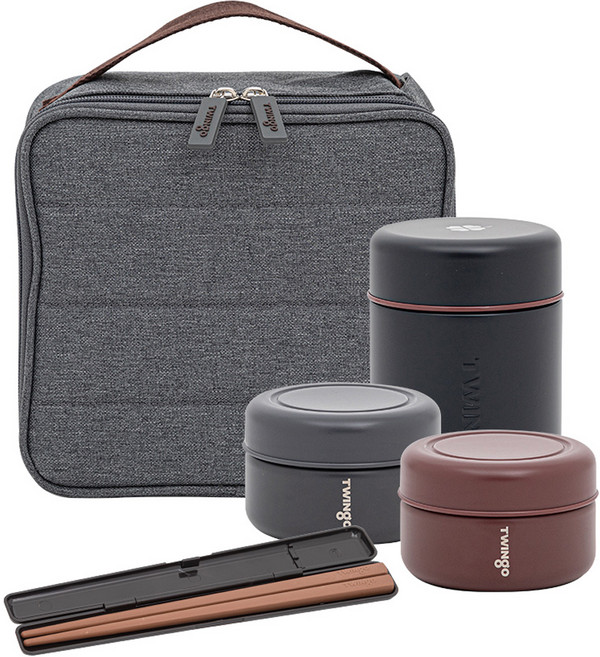 트윙고 클로버 보온도시락 4종 세트 1020ml, 1세트, 블랙에디션