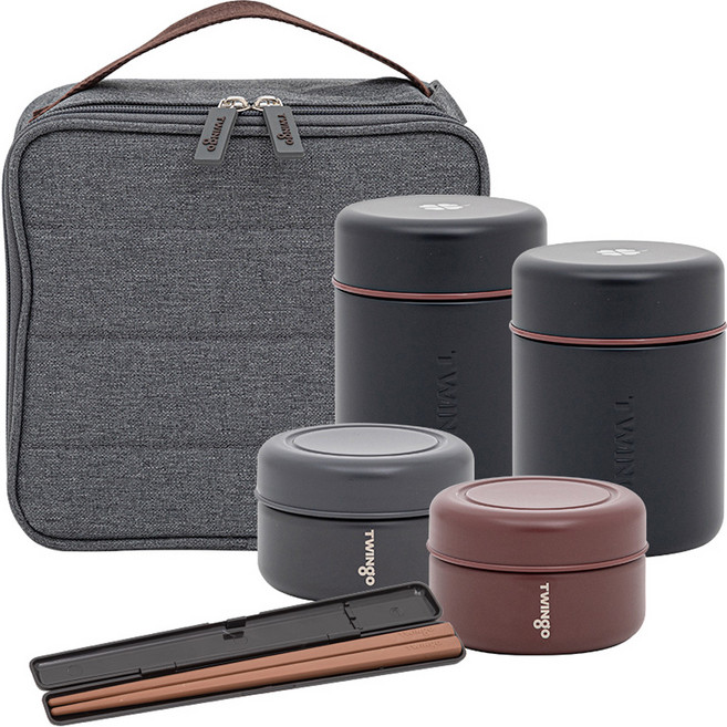 트윙고 클로버 보온도시락 5종 세트, 블랙에디션, 1개