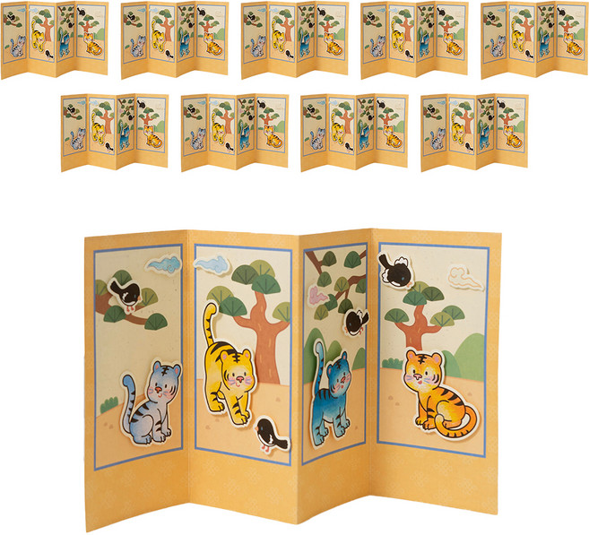 민화샵 전통 병풍 만들기 세트, 10세트, 호작도(TDPPP0683)