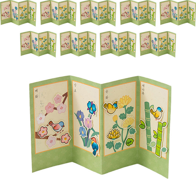 민화샵 전통 병풍 만들기 세트, 10세트, 사군자(TDPPP0682)