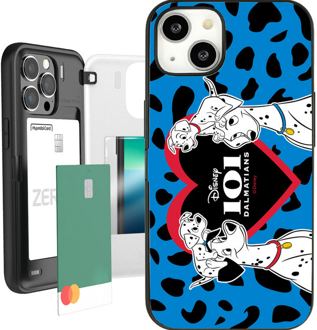 101마리달마시안 디즈니 스팟 러브 마그네틱 미러 카드 포켓 휴대폰 케이스