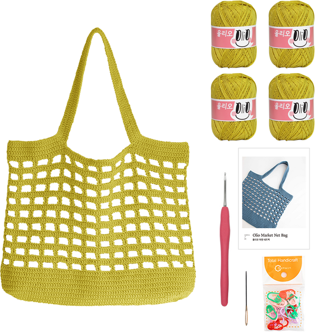 yarna 올리오 마켓 네트백 DIY 키트, 712 옐로우그린, 1세트