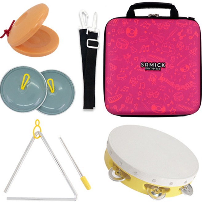 삼익악기 에바폼 케이스 탬버린 심벌즈 캐스터네츠 트라이앵글 리듬세트 NSR-E32, 핑크, 1개
