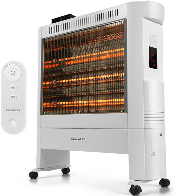 대우 리모컨형 업소용 3단 카본 전기 온풍히터, DEH-CC5000F, 화이트