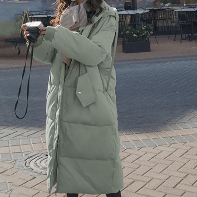 Paperments 女款簡約基本連帽長版大衣 03426