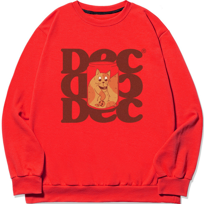 디엘크리 남성용 S~3XL 빅사이즈쿠키 고양이 프린트 맨투맨 티셔츠