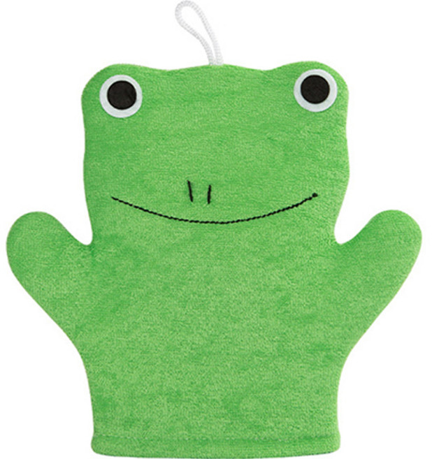 조이멀티 개굴개굴 소프트 유아 신생아 목욕장갑 개구리, 그린, 1개