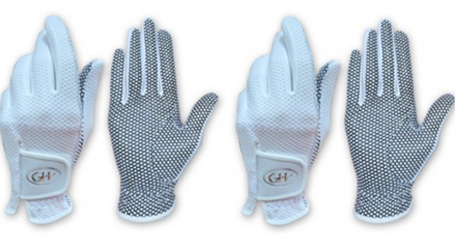 지에이치 여성용 쿨메쉬 실리콘 골프장갑 양손용, 화이트, 2세트