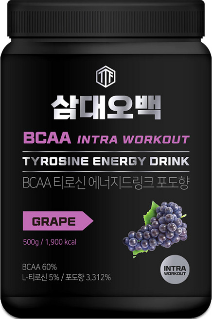 뉴트리커먼 삼대오백 티로신 BCAA 아미노산 글루타민 대용량 헬스보충제 포도, 1개, 500g