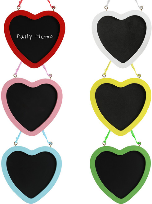 라이프스윗 다용도 미니 하트 칠판 메모판 벽걸이 장식품 6p 랜덤발송, 나무