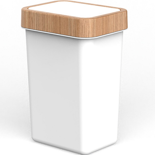 튤리 뱀부 원터치 휴지통 사각 5L, 화이트