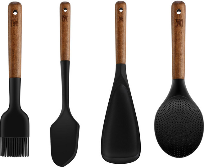 바겐슈타이거 플렉시벨 플래티넘 실리콘 키친툴 4종세트, 블랙 B, 스패츌라 + 멀티스푼 + 브러쉬 + 주걱, 1세트