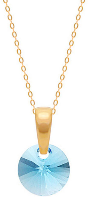미니아트 여성용 14K GOLD 스와로브스키 크리스탈 아쿠아마린 목걸이