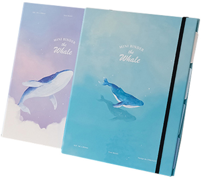 핑크풋 7000 고래 미니 바인더노트 블루, 랜덤발송, 2개