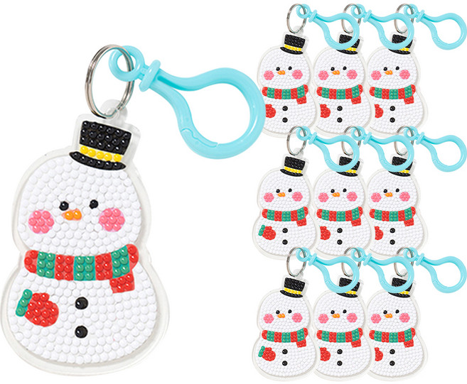 민화샵 크리스마스 보석십자수 키링만들기 세트 눈사람 DPPT0134, 10세트, 혼합색상