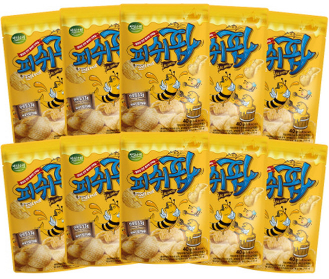 바다소리 명태스낵 피쉬팝 허니버터맛, 40g, 10개