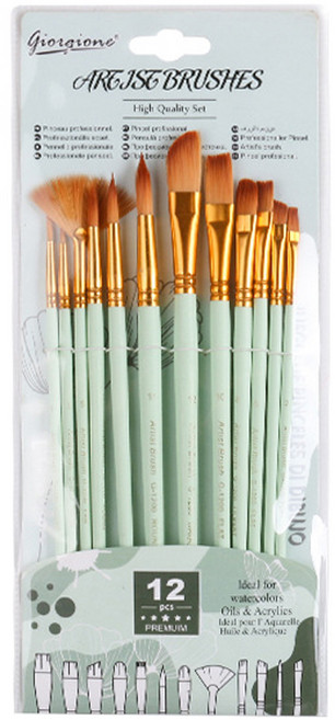 심플리앤 조르조네 수채화 브러쉬 세트 그린, 12종, 1개