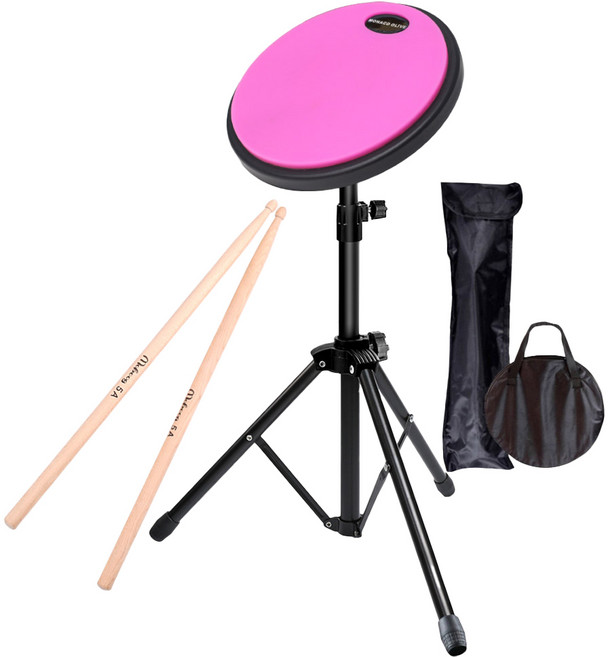 모나코올리브 리드미 프리미엄 휴대용 드럼 연습패드 풀세트, 1세트, 핑크