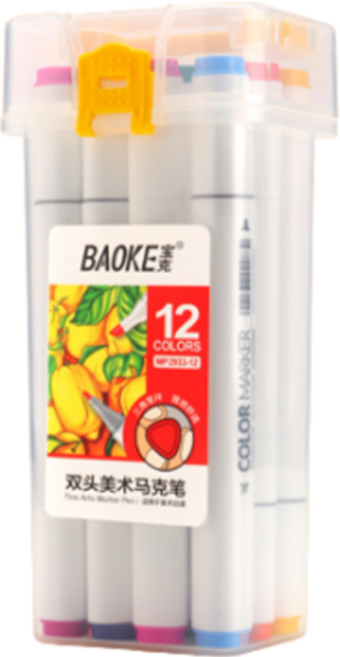 오션마리나 유성 양면 아트 마카펜, 1세트, 12색