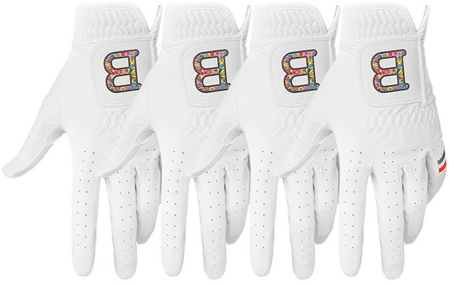 브렌스 남성용 오리지널 아트 합피 골프장갑 왼손용, 화이트, 4개