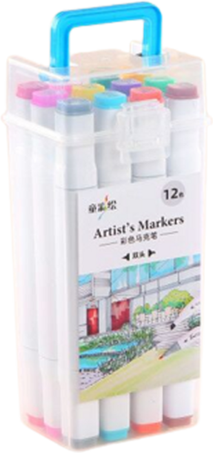 오션마리나 수채화 유성 마카펜 화이트막대, 1세트, 12색