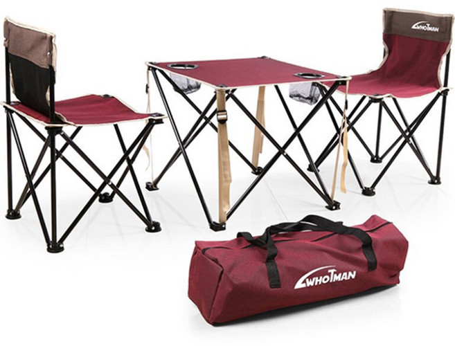 코만도 후맨 캠핑 테이블 체어 세트 2인, 레드