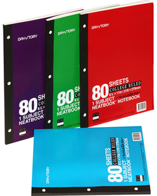 데이스토리 3공 크로스 노트 4종 세트, 빨강, 연두, 하늘, 보라, 1세트